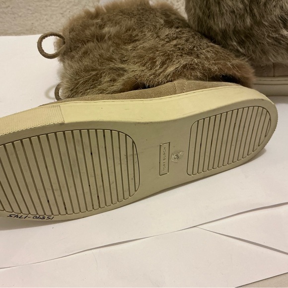 Tory Burch Tan Faux Fur Winter Boots missing tassels size 6 - Picture 5 of 8